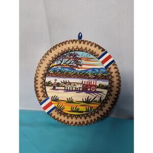 Decorative Wooden Hanging Hand Painted Costa Rica Scenery Flag